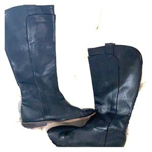 Frye flat black knee high boots